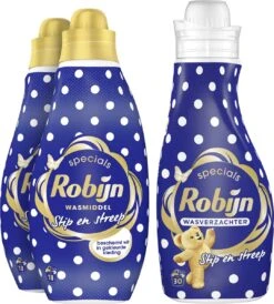 Robijn Robijn Specials Wasmiddel En Wasverzachter Pakket Voor Gekleurde Kleding Met Witte Elementen Stip En Streep Beschermt Wit In Gekleurde Kleding 2 X 18 + 30 Wasbeurten