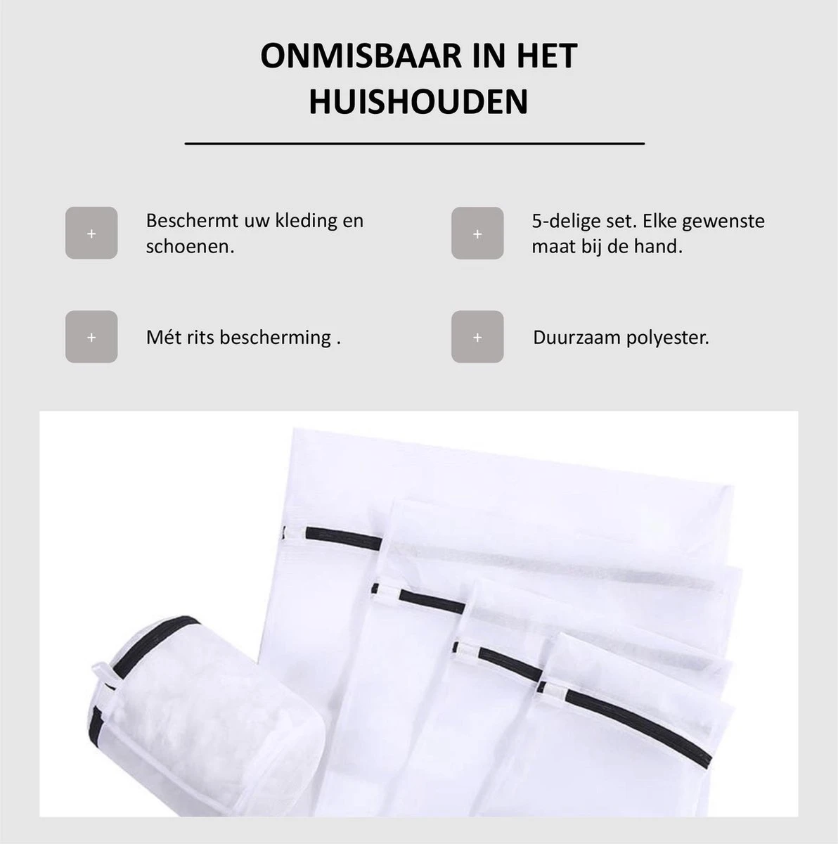 Merkloos Waszakken | Set Van 5 Waszakjes Met Rits - Waszak - Wasnet - Kledingzakjes - BH Was Zakjes - Laundry Bag Set Voor Ondergoed - Kleding - Delicaat Wasgoed - Wasmachine Zakjes - Wasgoed - Afbeelding 10