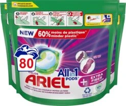 Ariel All In 1 Wasmiddel Pods + Extra Vezelbescherming - Voordeelverpakking 2x40 Wasbeurten
