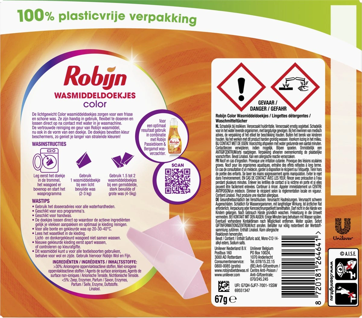 Robijn Classics Color Wasmiddeldoekjes - 4 X 16 Wasstrips - Voordeelverpakking - Afbeelding 4