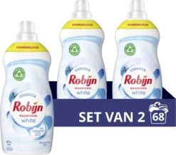 Robijn Klein & Krachtig Classics Stralend Wit Vloeibaar Wasmiddel - 2 X 34 Wasbeurten - Voordeelverpakking