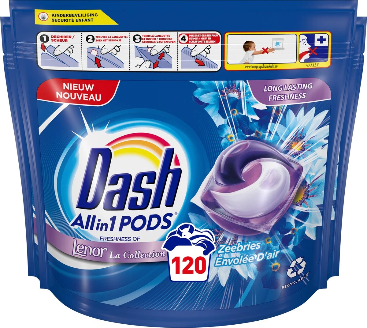 Dash All In 1 Wasmiddel Pods - Oceaanrust Wascapsules - Voordeelverpakking 3 X 40 Wasbeurten