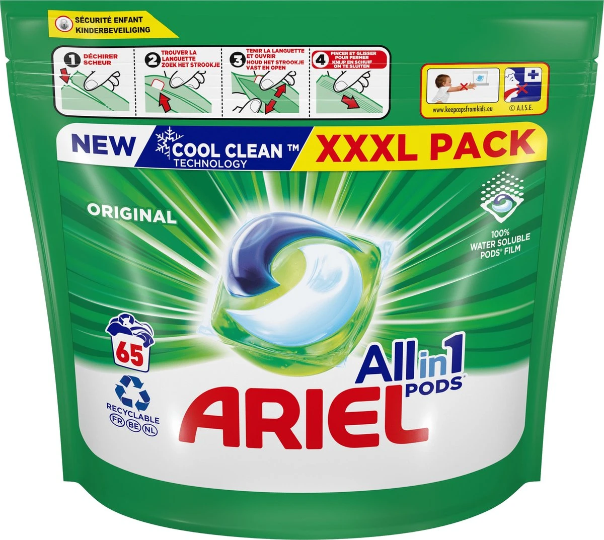 Ariel All In 1 Wasmiddel Pods Original Wit - 65 Wasbeurten - Afbeelding 2