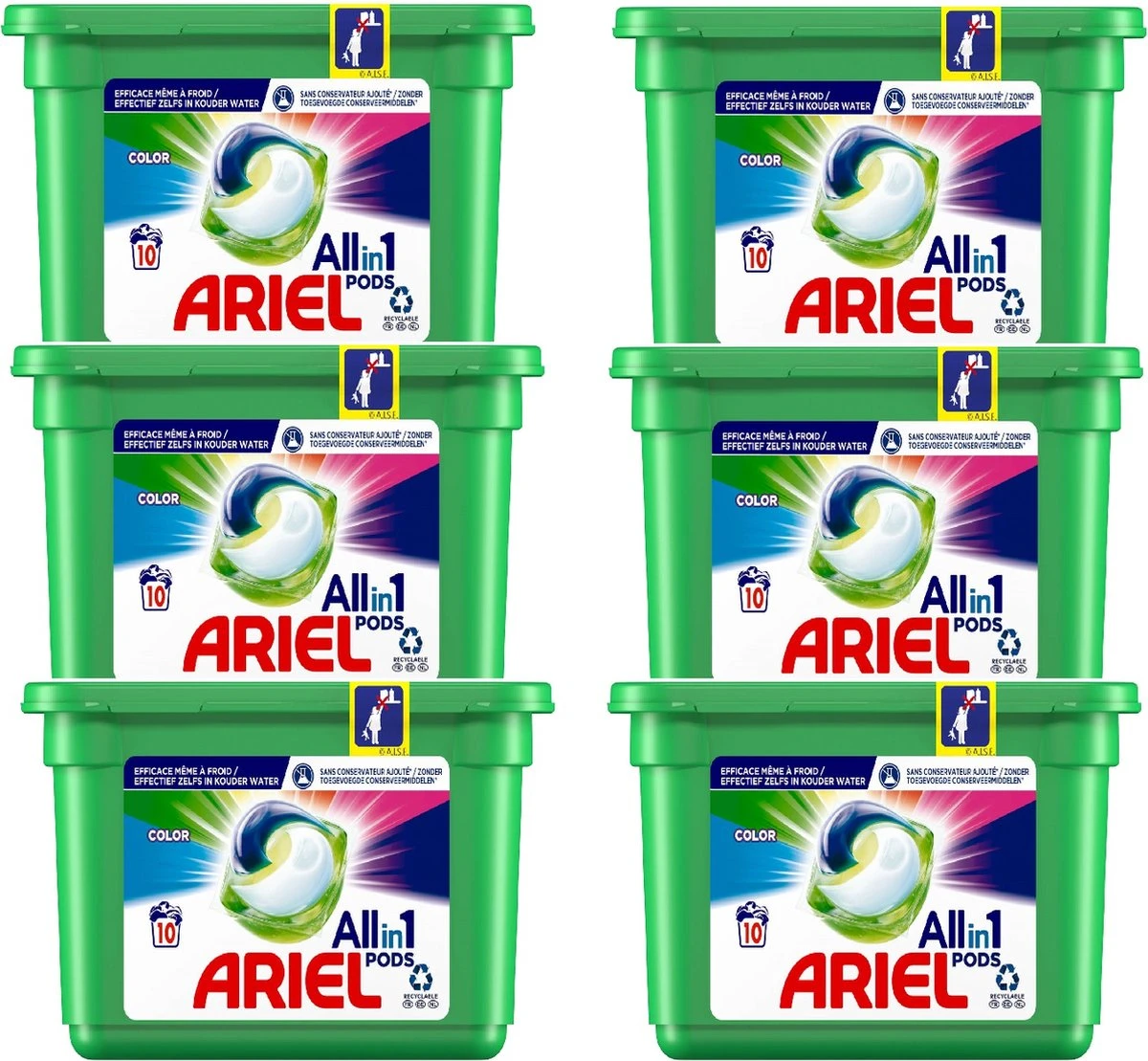 Ariel Wasmiddel 3 In 1 Pods Color - 6x10 (60) Pods