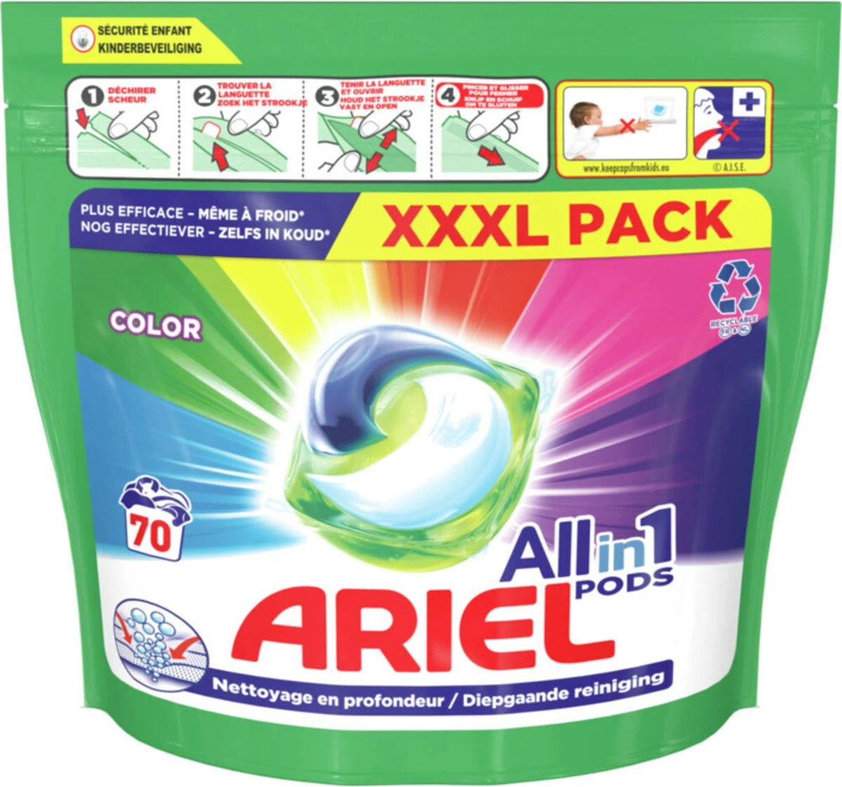 Ariel All-in-1 Pods - Color - 70 Stuks / Wasbeurten - XXXL Pack