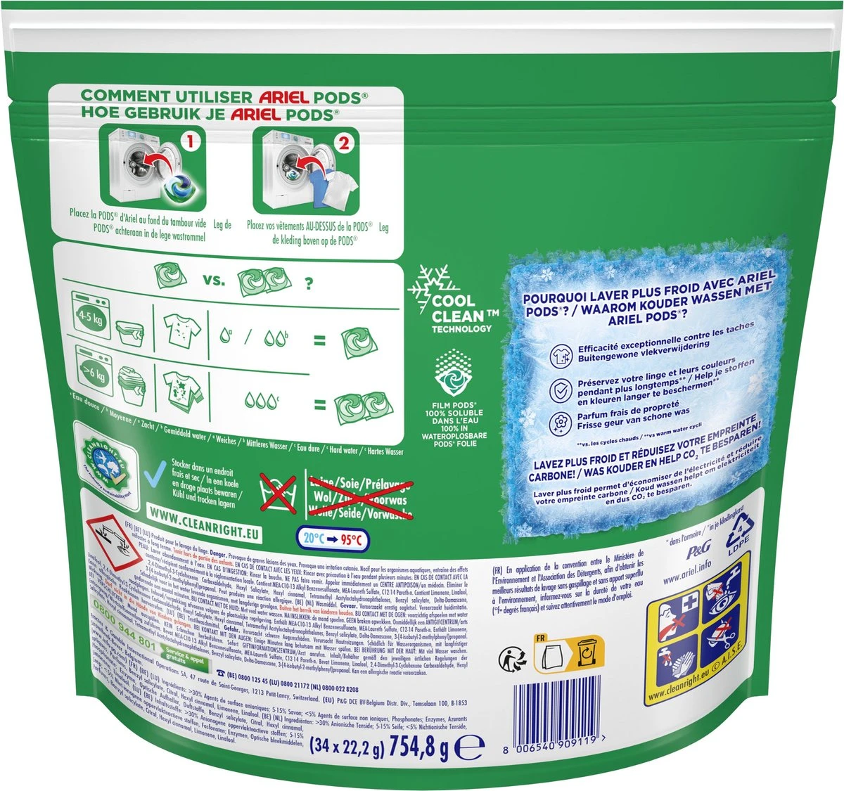 Ariel Wasmiddel Pods +Touch Van Lenor Unstoppables - Kleur - 3 X 34 Wasbeurten Voordeelverpakking - Afbeelding 2