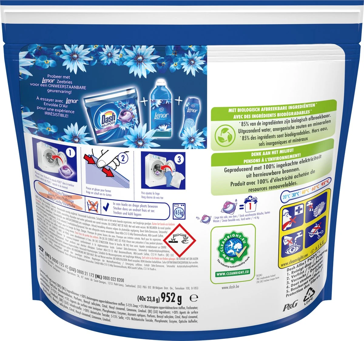 Dash All In 1 Wasmiddel Pods - Oceaanrust Wascapsules - Voordeelverpakking 3 X 40 Wasbeurten - Afbeelding 2