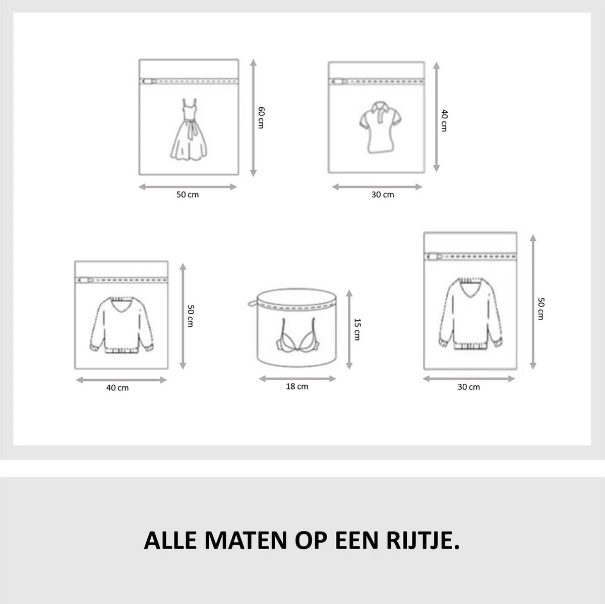 Merkloos Waszakken | Set Van 5 Waszakjes Met Rits - Waszak - Wasnet - Kledingzakjes - BH Was Zakjes - Laundry Bag Set Voor Ondergoed - Kleding - Delicaat Wasgoed - Wasmachine Zakjes - Wasgoed - Afbeelding 5