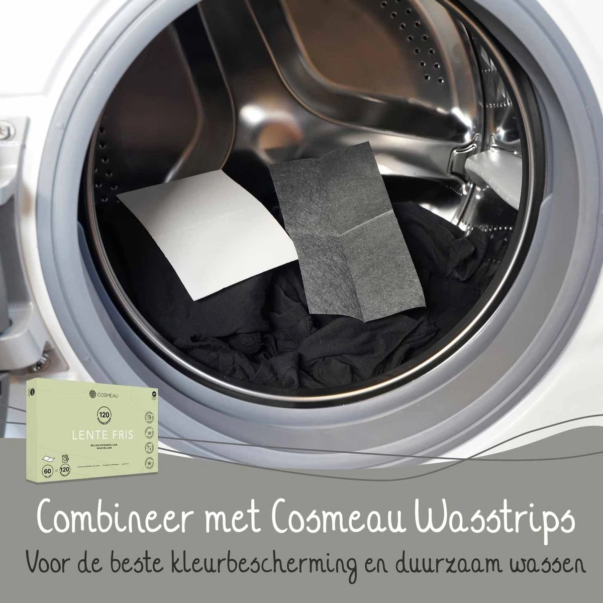 Cosmeau Zwart Donkere Was Color Protect Wasstrips 30 Wasbeurten Wasvellen Sheets Eco Laundry Strips - Afbeelding 3