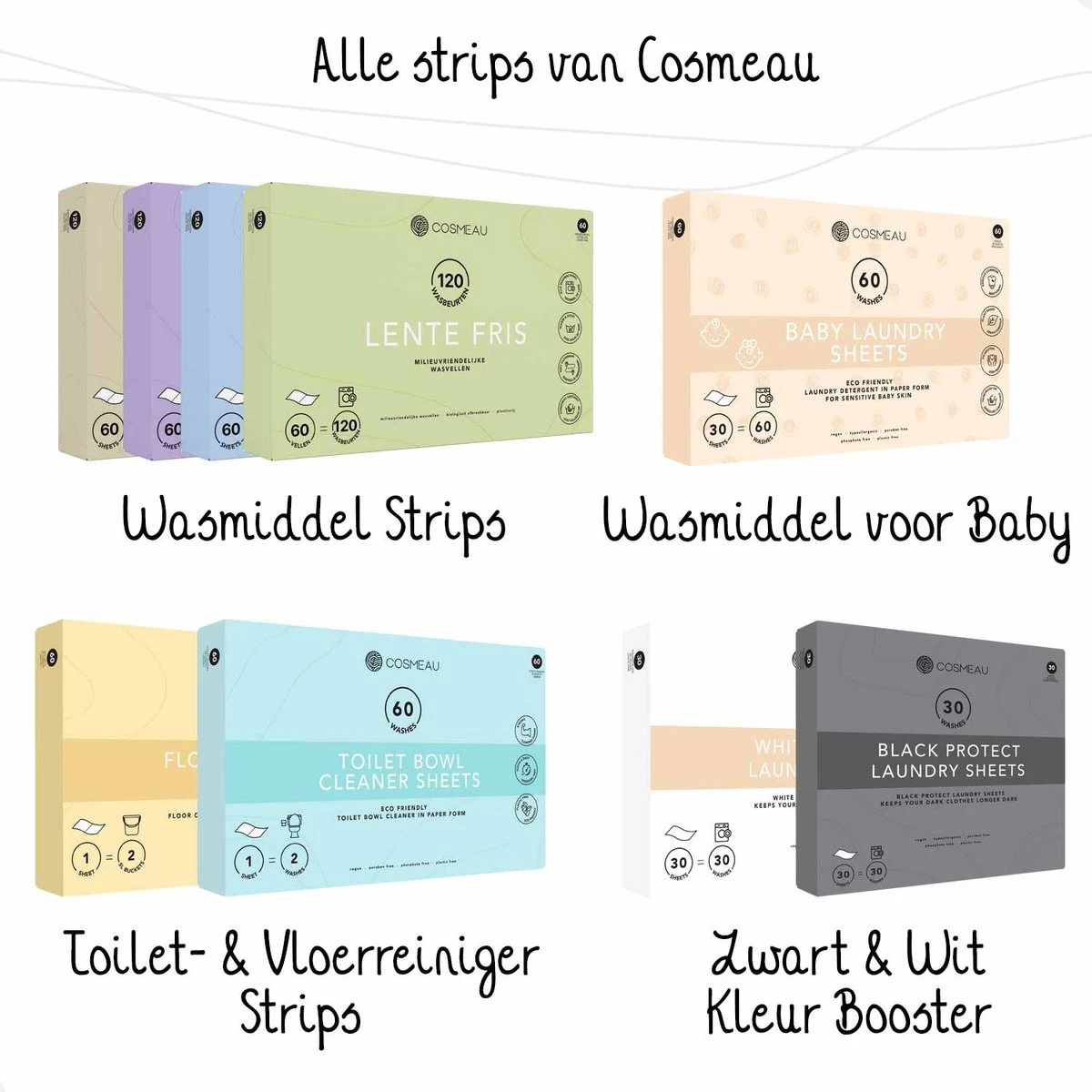 Cosmeau Wasstrips 60 Wasbeurten Lavendel Wasmiddel Wasvellen Wasdoekjes Detergent Sheets Eco Laundry Strips - Biologisch Cosmo Cosmea Kosmo - Afbeelding 15