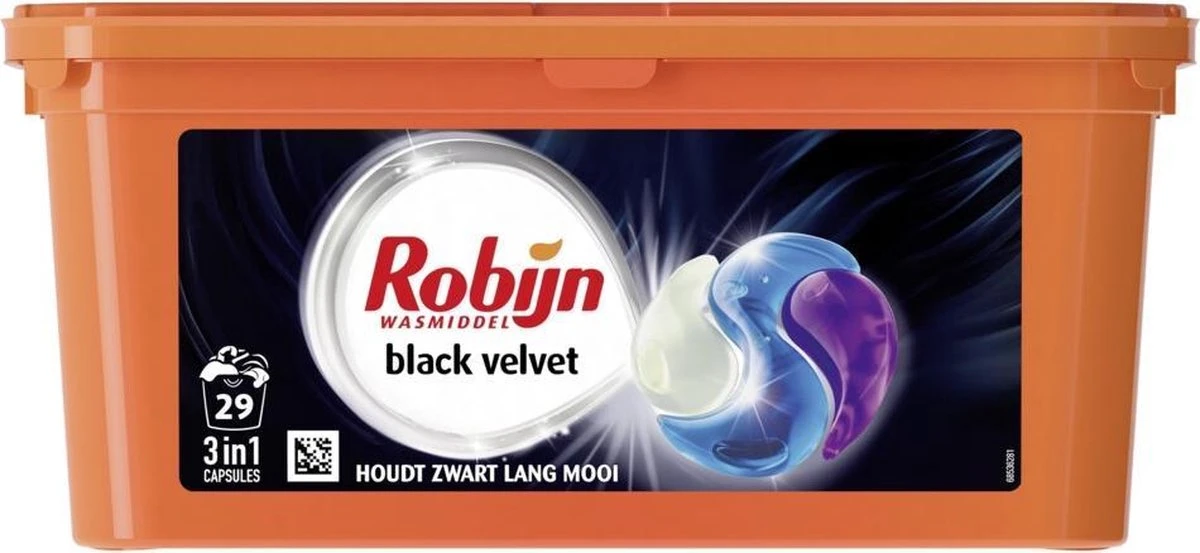 Robijn Black Velvet 3 In 1 Wascapsules Speciaal Voor De Zwarte Was - 29 Wasbeurten