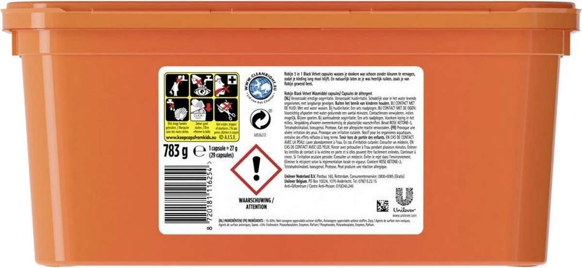 Robijn Black Velvet 3 In 1 Wascapsules Speciaal Voor De Zwarte Was - 29 Wasbeurten - Afbeelding 2