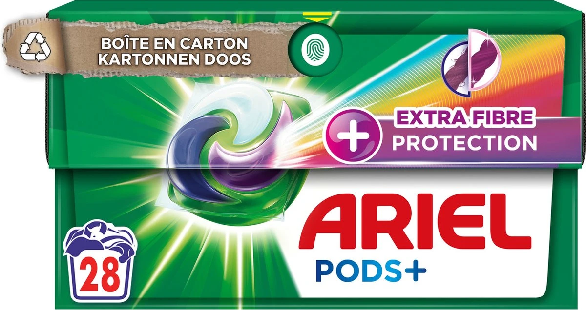 Ariel Wasmiddel Pods + Extra Vezelbescherming - Kleur - 28 Wasbeurten - Afbeelding 2