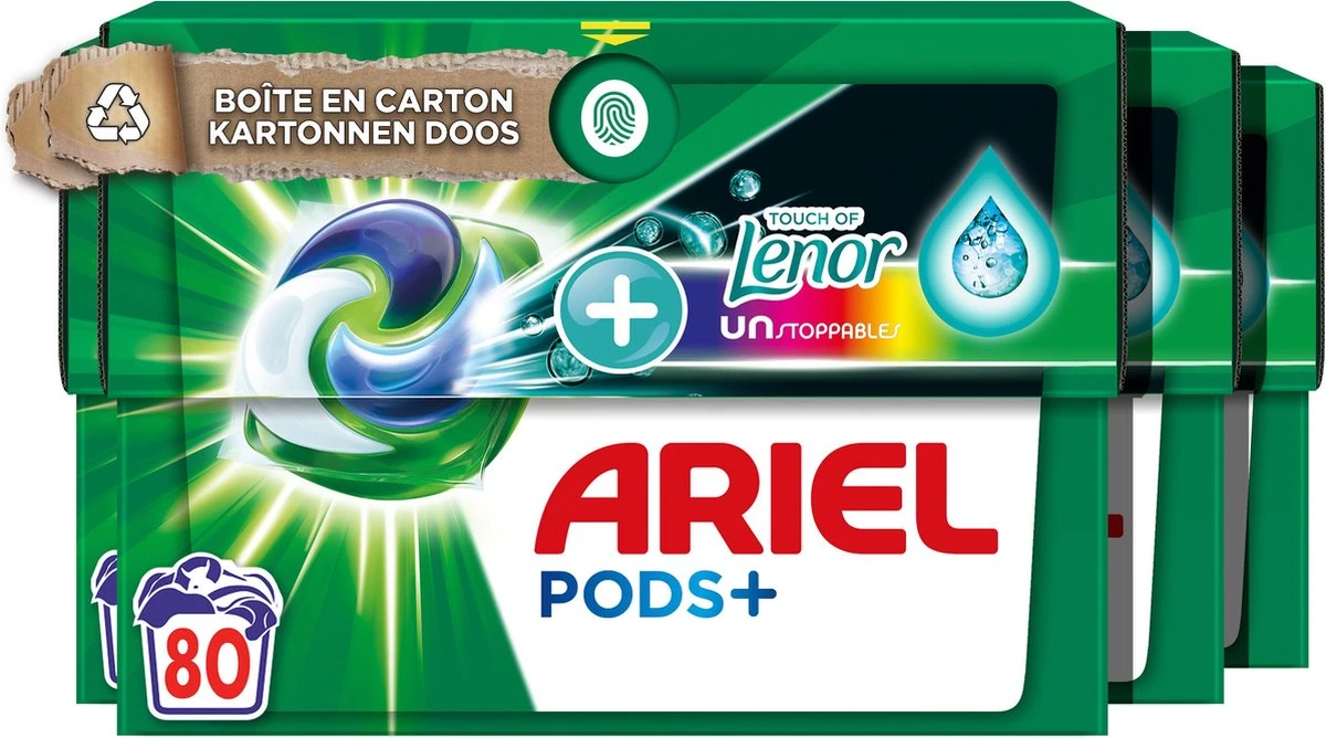 Ariel Wasmiddel Pods + Touch Of Lenor – 4 X 20 Wasbeurten – Voordeelverpakking 3 Ariel Wasmiddel Pods + Touch Of Lenor – 4 X 20 Wasbeurten – Voordeelverpakking