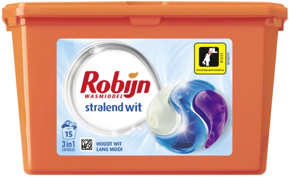 Robijn Wascapsules - 3-in-1 - Stralend Wit - 15 Stuks - Afbeelding 8