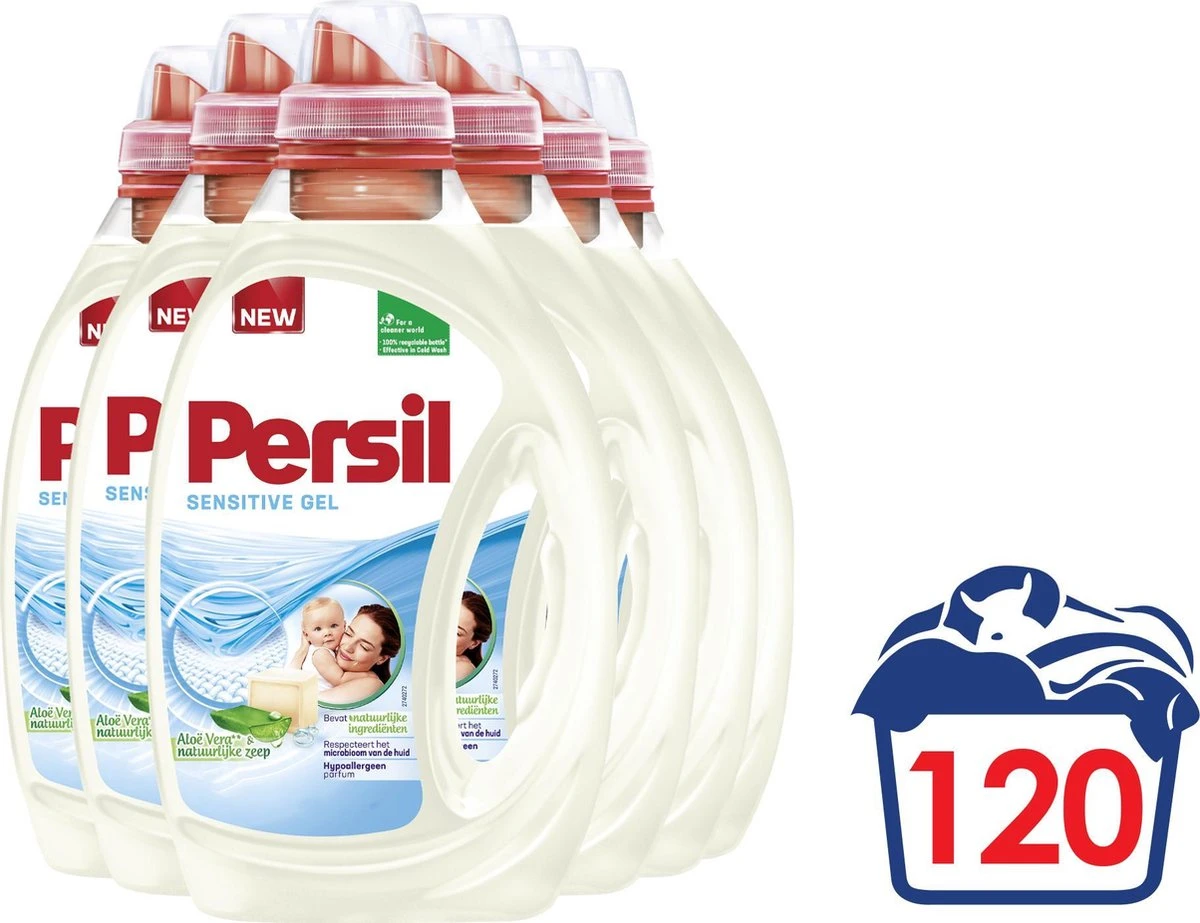 Persil® Persil Sensitive Gel - Vloeibaar Wasmiddel - Baby En Gevoelige Huid - Voordeelverpakking - 6 X 20 Wasbeurten - Afbeelding 4