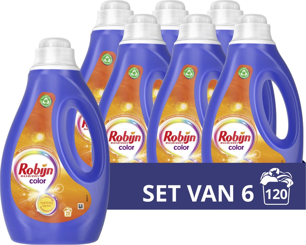 Robijn Color Vloeibaar Wasmiddel - 6 X 20 Wasbeurten - Voordeelverpakking