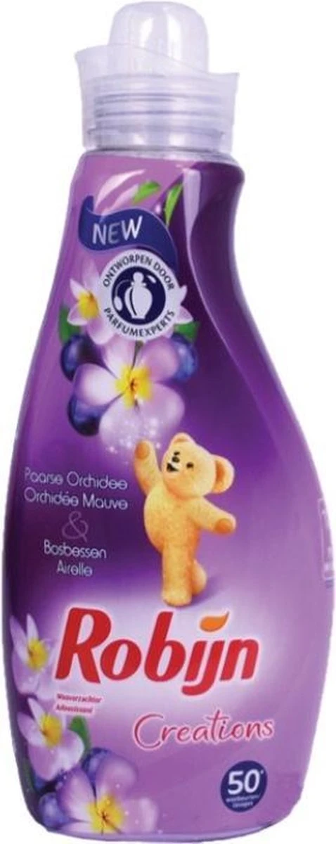Robijn Creations Wasverzachter VOORDEELVERPAKKING 6X 1,25L. 300 Wasbeurten "Paarse Orchidee & Bosbessen" - Afbeelding 2