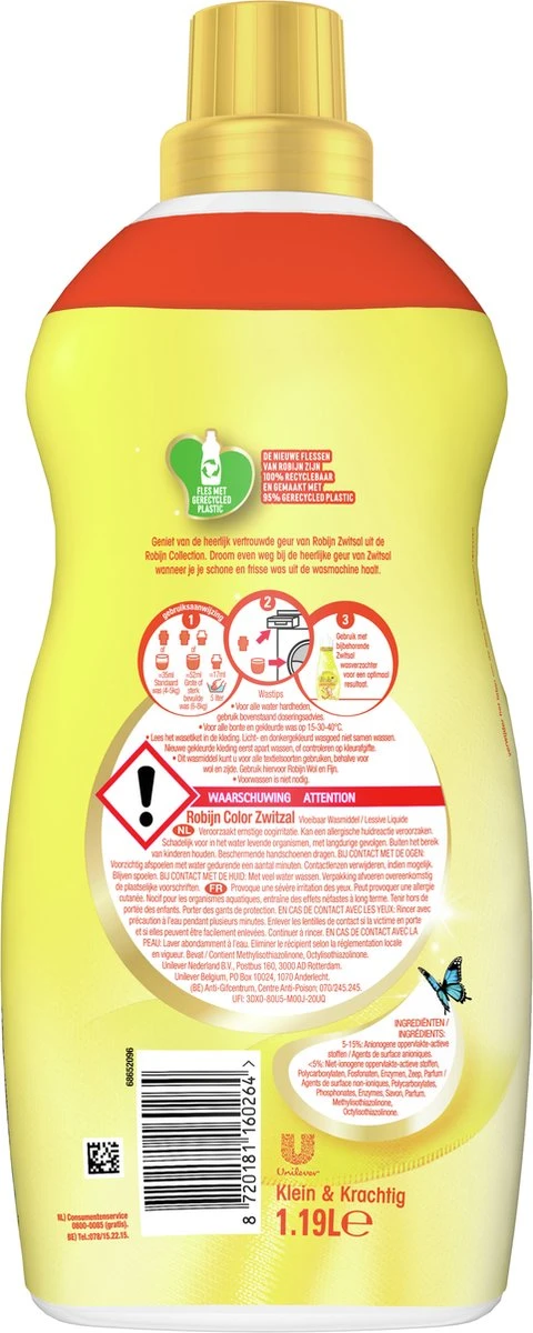 Robijn Klein & Krachtig Zwitsal Vloeibaar Wasmiddel - 2 X 34 Wasbeurten - Voordeelverpakking - Afbeelding 2