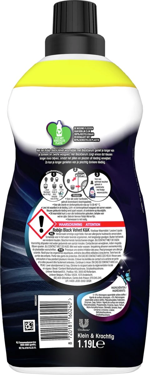 Robijn Klein & Krachtig Wasmiddel Black Velvet 1,19 Liter - Afbeelding 3