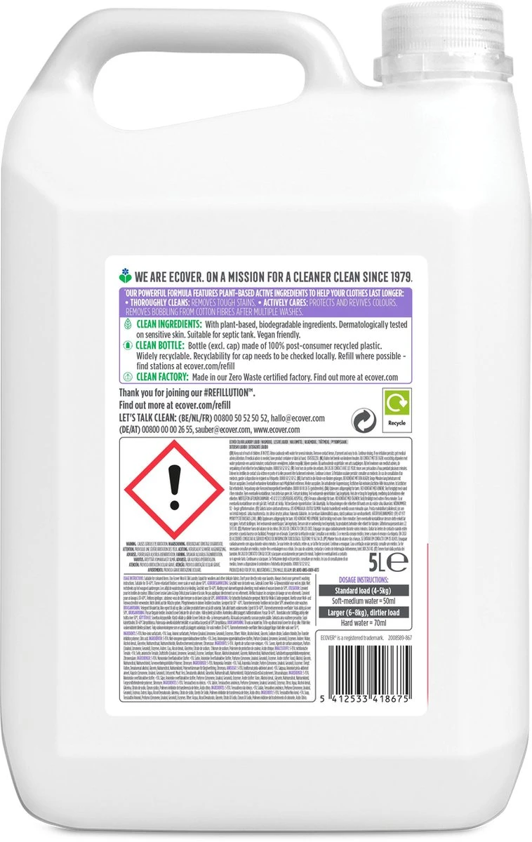 Ecover Vloeibaar Wasmiddel - Color Appelbloesem Freesia - 5L - Afbeelding 2