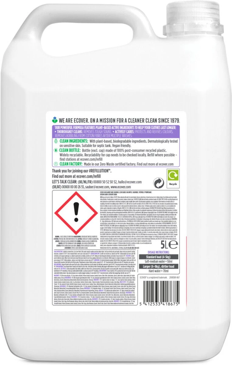 Ecover Vloeibaar Wasmiddel - Color Appelbloesem Freesia - 5L - Afbeelding 7