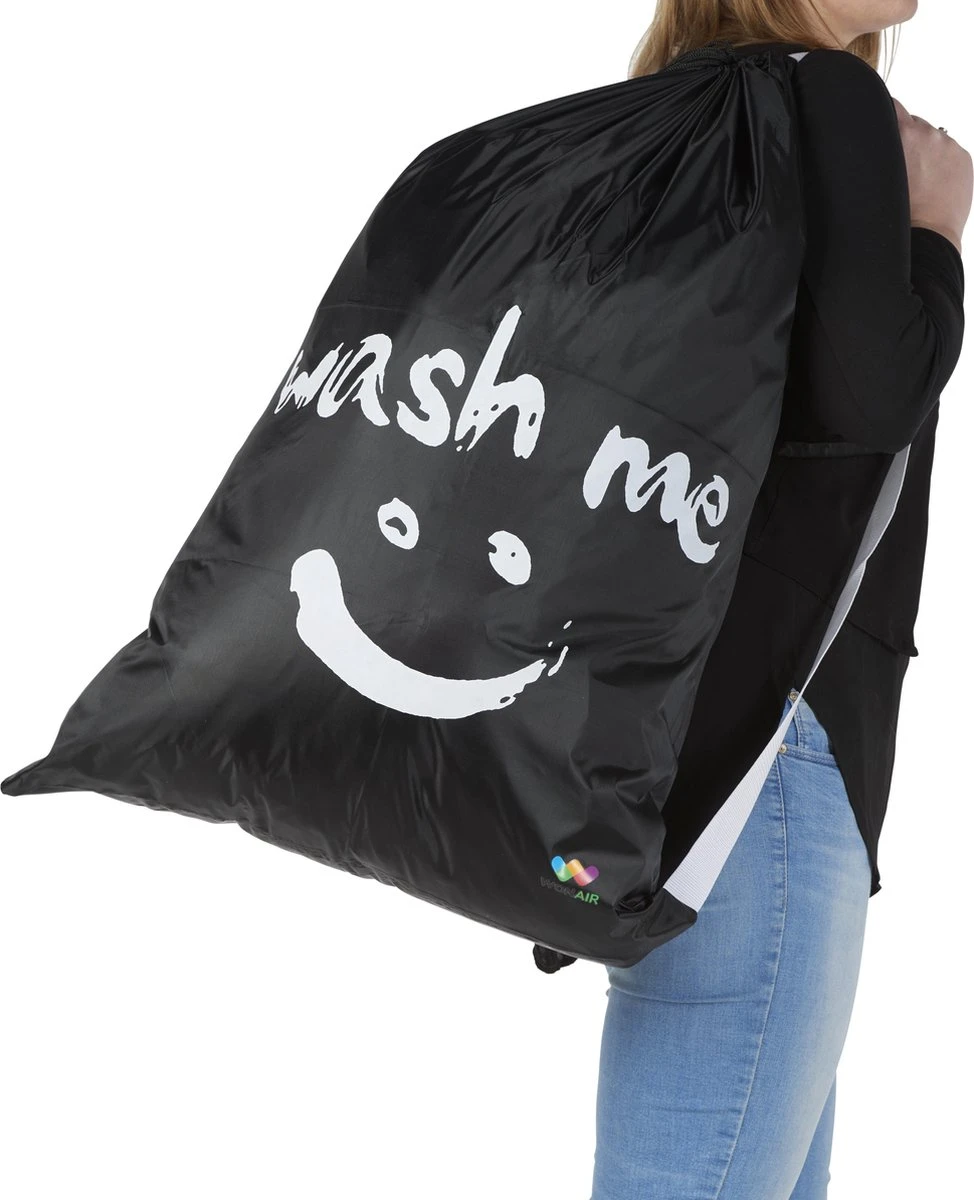 Wonair - Waszak Groot - 60x90cm - Zwart - Met Trekkoord En Draagband - Afbeelding 9